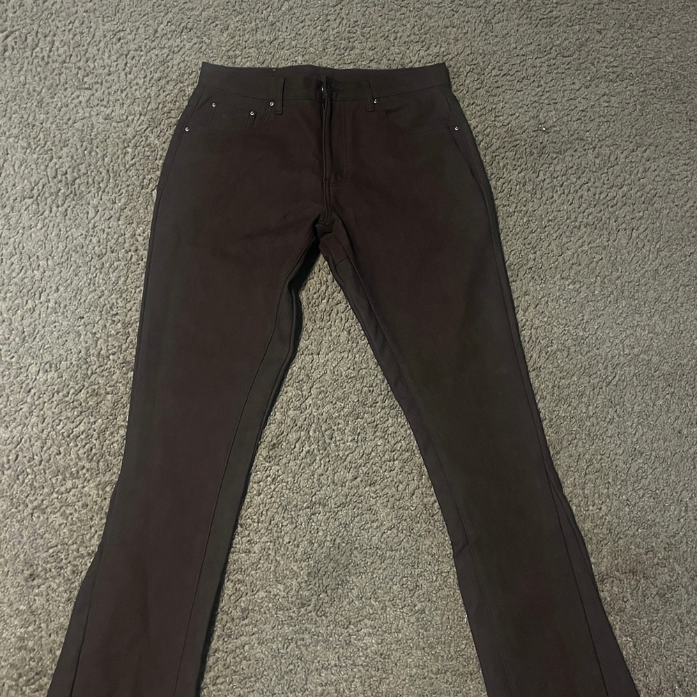 MNML brown leather flared pants